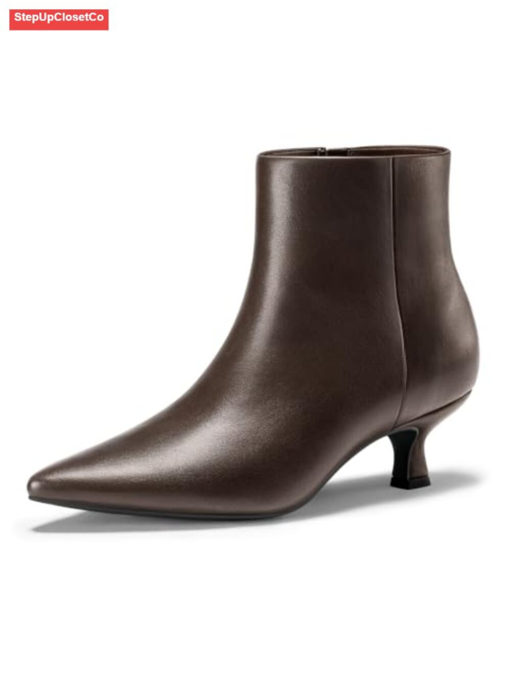 FITORY Women's Kitten Heel Pointed Toe Ankle Boots Side Zipper